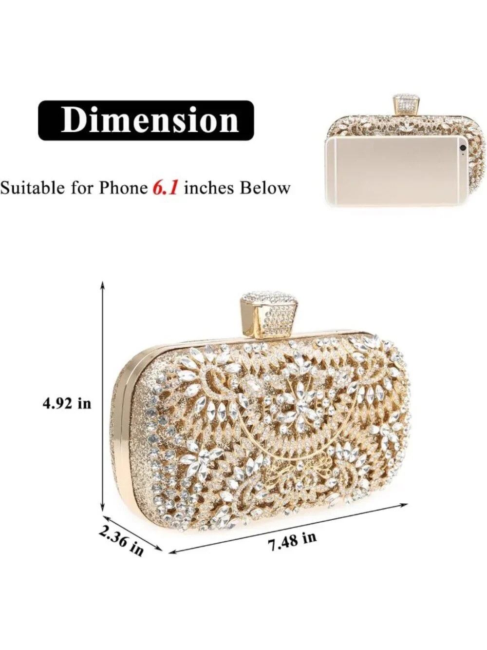 Sparkly Rhinestone Crystal Clutch Bag | Glitter Sequin Evening Purse for
